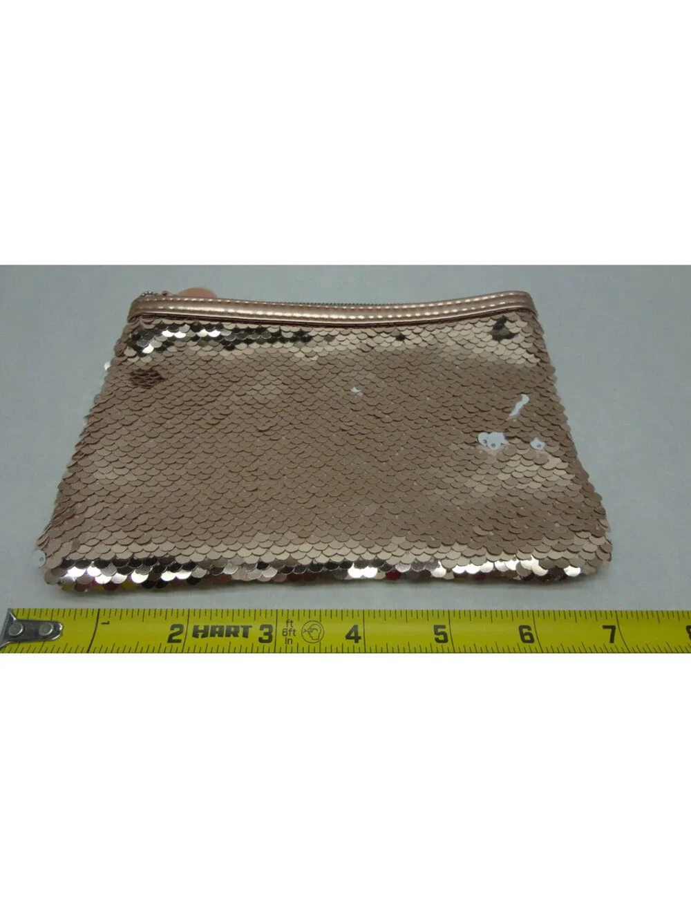 6 x  Reversible Sequin Makeup Cosmetic Pouch Travel Bag Rose Gold / White